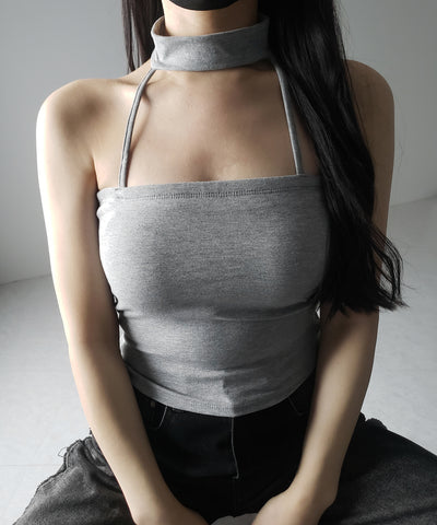 【 ３color ／ カップ付 】ダブルラインストラップチョーカーキャミソール ／ double line strap choker camisole