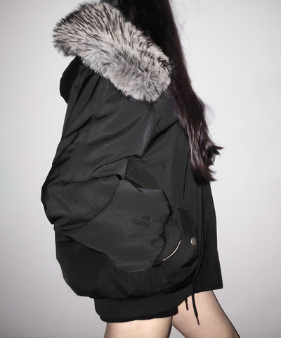 フェイクファーフーディビッグダウンジャケット ／ fake fur hoodie big down jacket