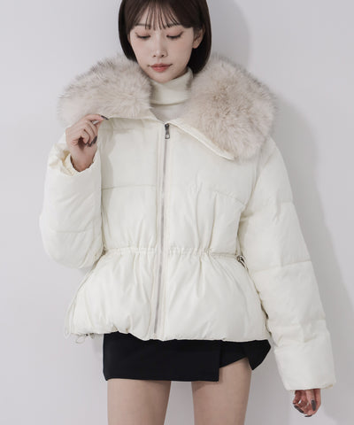 ファーカラーウエストマークミディダウンジャケット ／ fur collar waist-mark midi down jacket