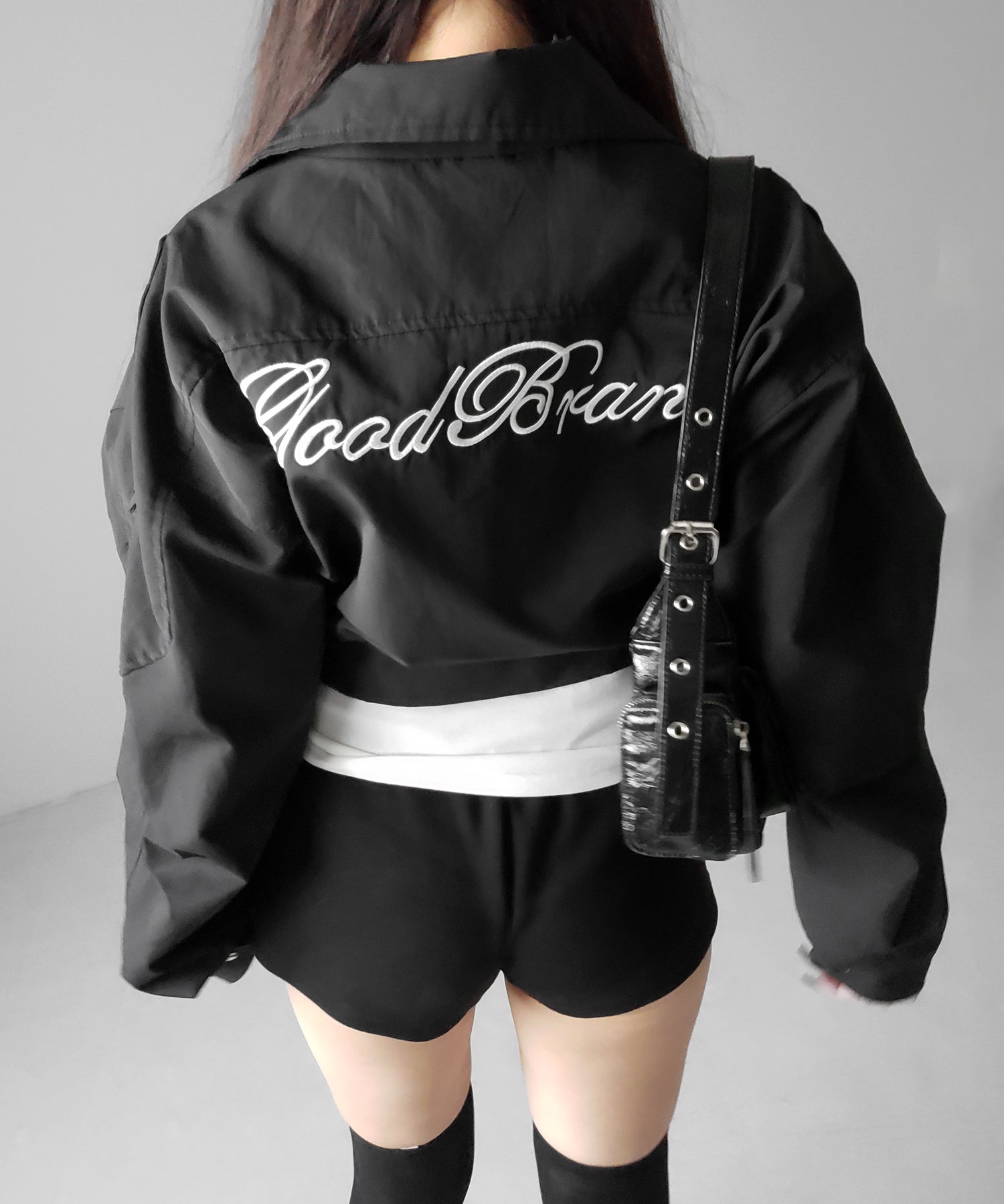 レタリングバックロゴスタンドカラーショートブルゾン ／ lettering back logo stand collar short blouson