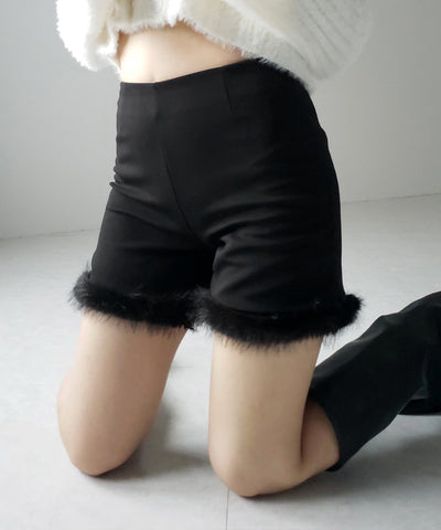 【 ４size 】ヘムフェザーバイカーショートパンツ ／ hem feather biker short pants