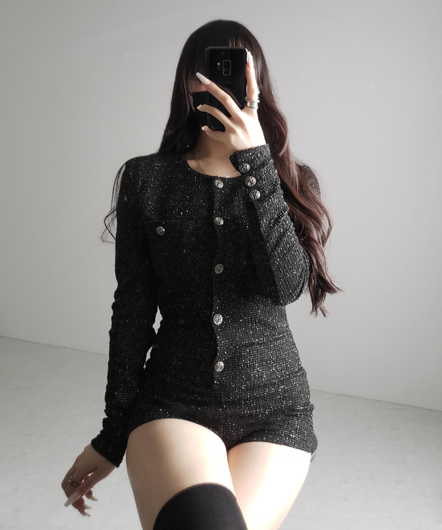 ブラックツイードレディミニオールインワン ／ black tweed lady mini allinone