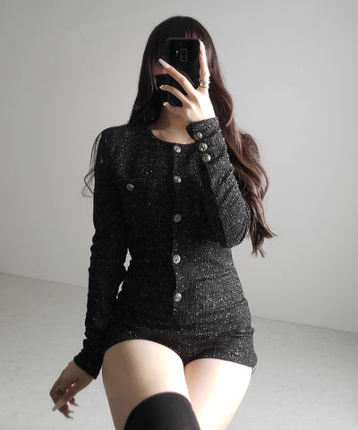 ブラックツイードレディミニオールインワン ／ black tweed lady mini allinone