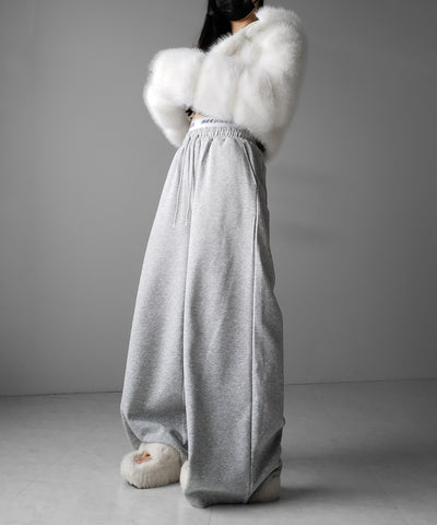 ウエストグランジロゴスウェットワイドパンツ ／ waist grunge logo sweat wide pants
