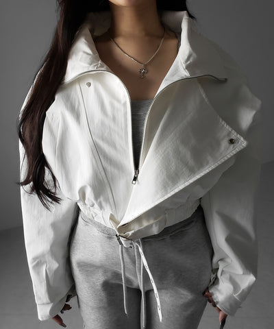 レタリングバックロゴスタンドカラーショートブルゾン ／ lettering back logo stand collar short blouson