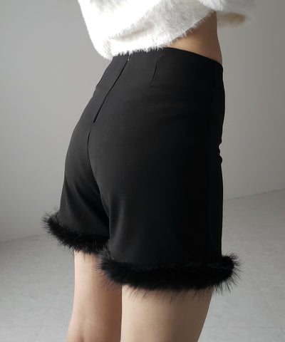 【 ４size 】ヘムフェザーバイカーショートパンツ ／ hem feather biker short pants