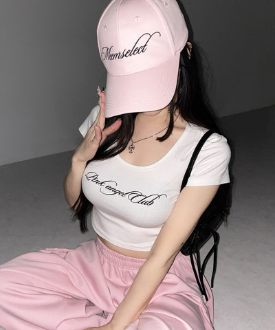 【 PINK ANGEL CLUB 】lettering LOGO embroidery CAP ／ レタリングロゴ刺繍キャップ