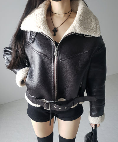 B-3ヴィンテージレザーボアムートンジャケット ／ B-3 vintage leather boa mouton jacket