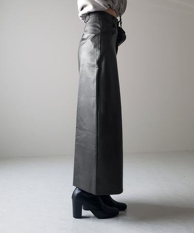 【 ３color ／ ３size 】フロントスリットヴィンテージフェイクレザースカート