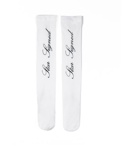 【 選べる３柄アソート 】レタリングロゴシアーニーハイソックス ／ lettering logo sheer knee high socks