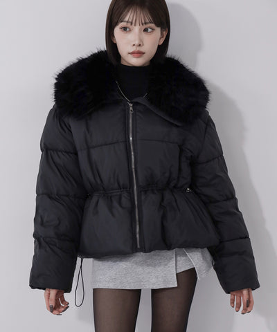 ファーカラーウエストマークミディダウンジャケット ／ fur collar waist-mark midi down jacket