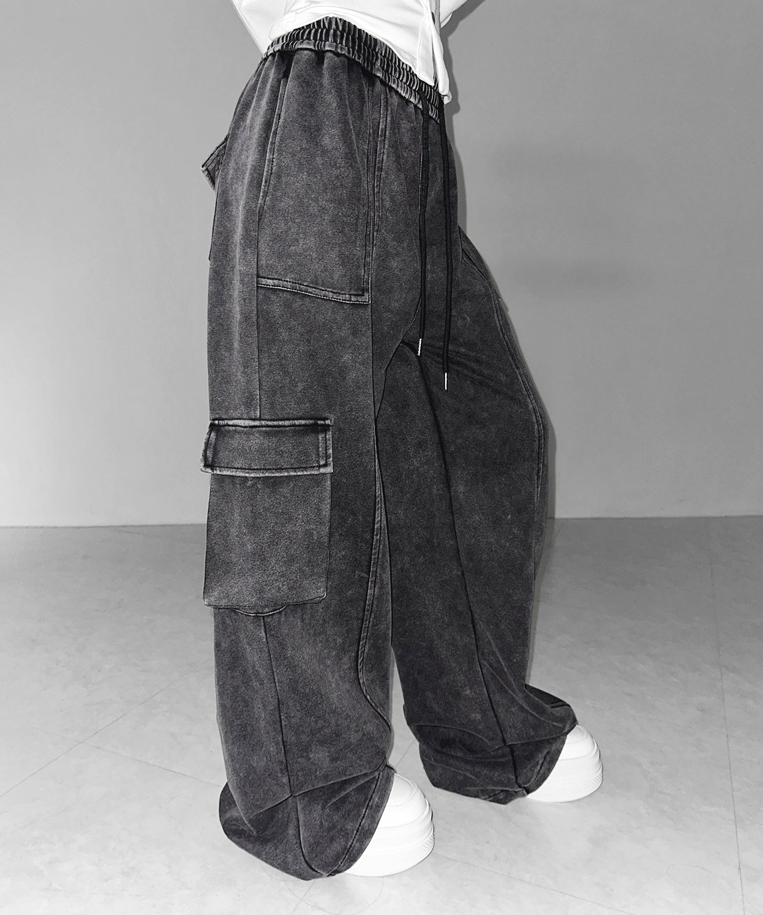 ピグメントヴィンテージヘビーワイドカーゴスウェットパンツ ／ pigment vintage heavy wide cargo sweatpants