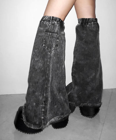 【 セットアップ着用可能 】ヴィンテージケミカルブリーチデニムレッグカバー ／ vintage chemical bleach denim leg cover
