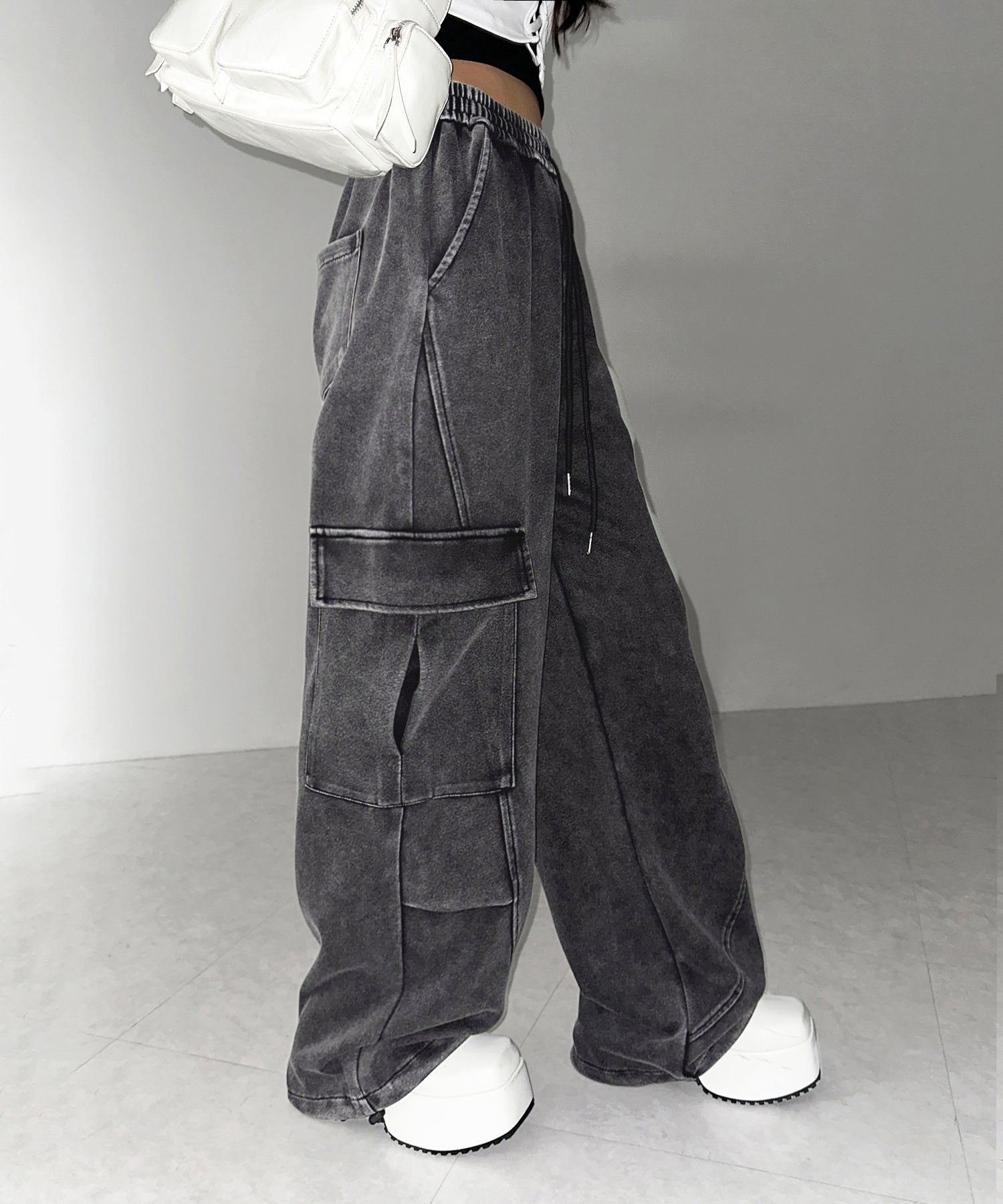 【 裾絞り可能２WAY 】ピグメントヴィンテージタックカーゴスウェットパンツ ／ pigment vintage tuck cargo sweatpants