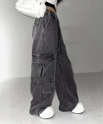 【 裾絞り可能２WAY 】ピグメントヴィンテージタックカーゴスウェットパンツ ／ pigment vintage tuck cargo sweatpants