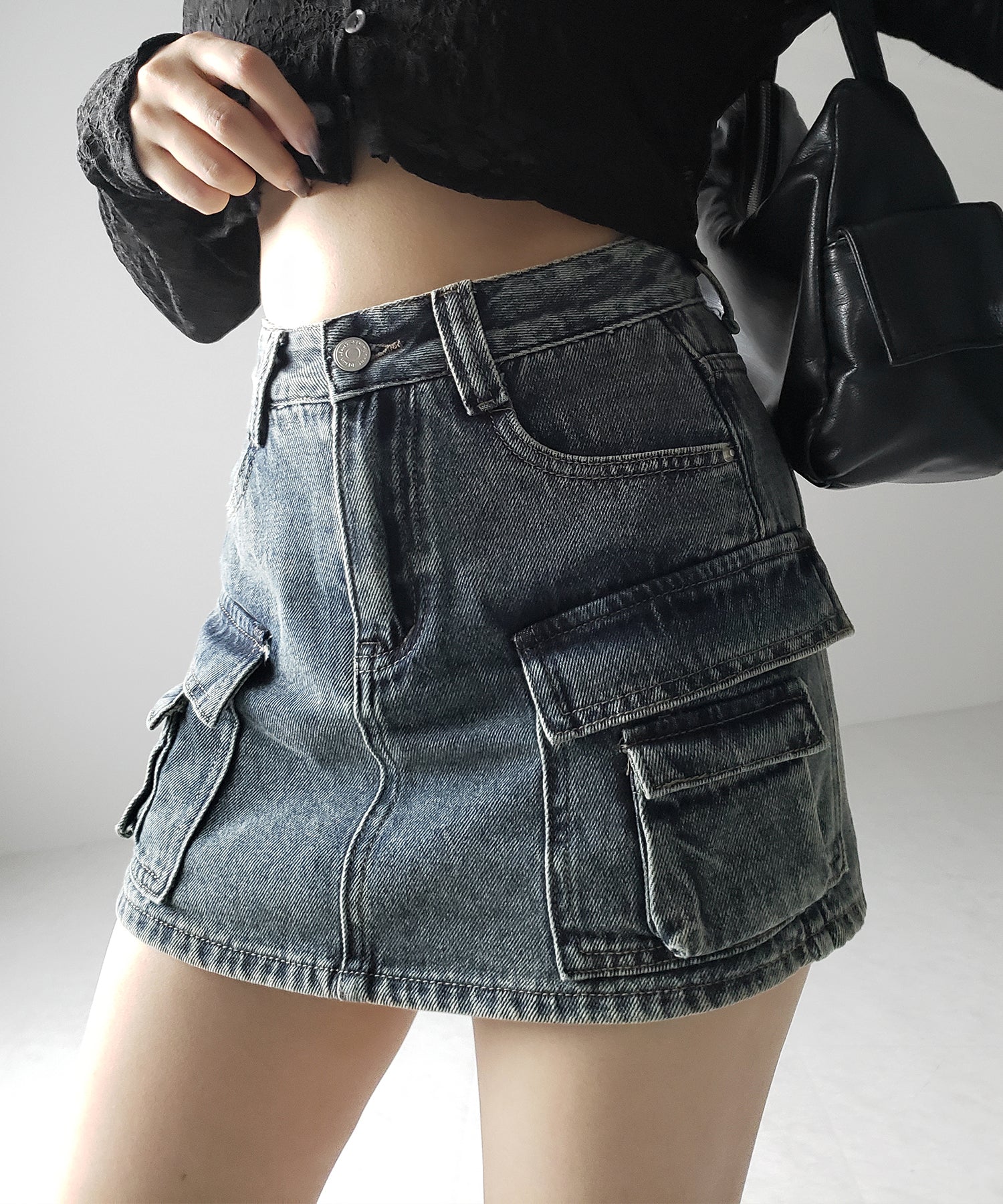 MIDNIGHT MOVE pk cargoskirtデニム ショートスカート MIDNIGHT MOVE pk cargoskirtデニム ショートスカート (MIDNIGHT