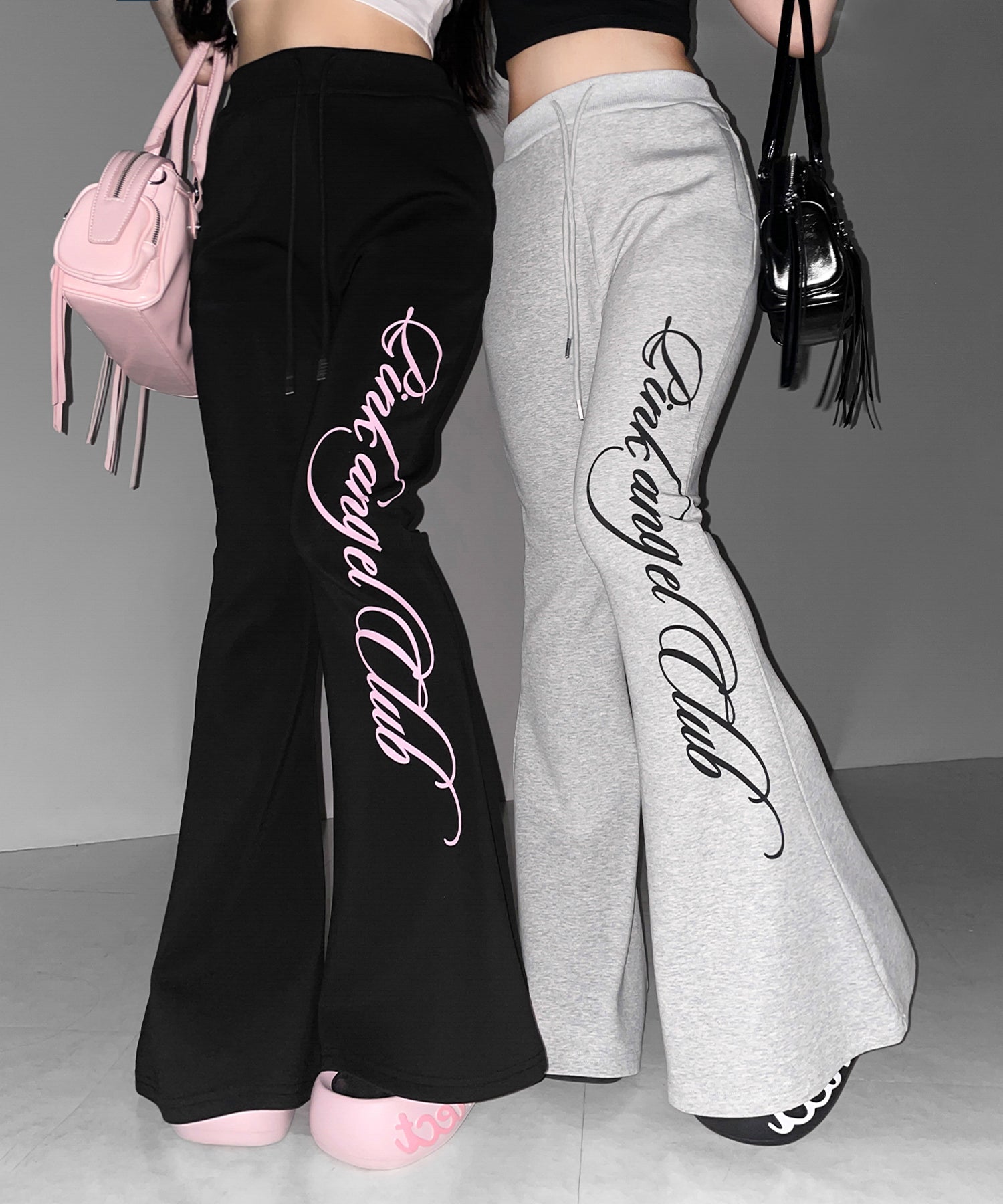 【 PINK ANGEL CLUB 】レタリングロゴスウェットフレアパンツ ／ PINK ANGEL CLUB lettering logo sweat flare pants