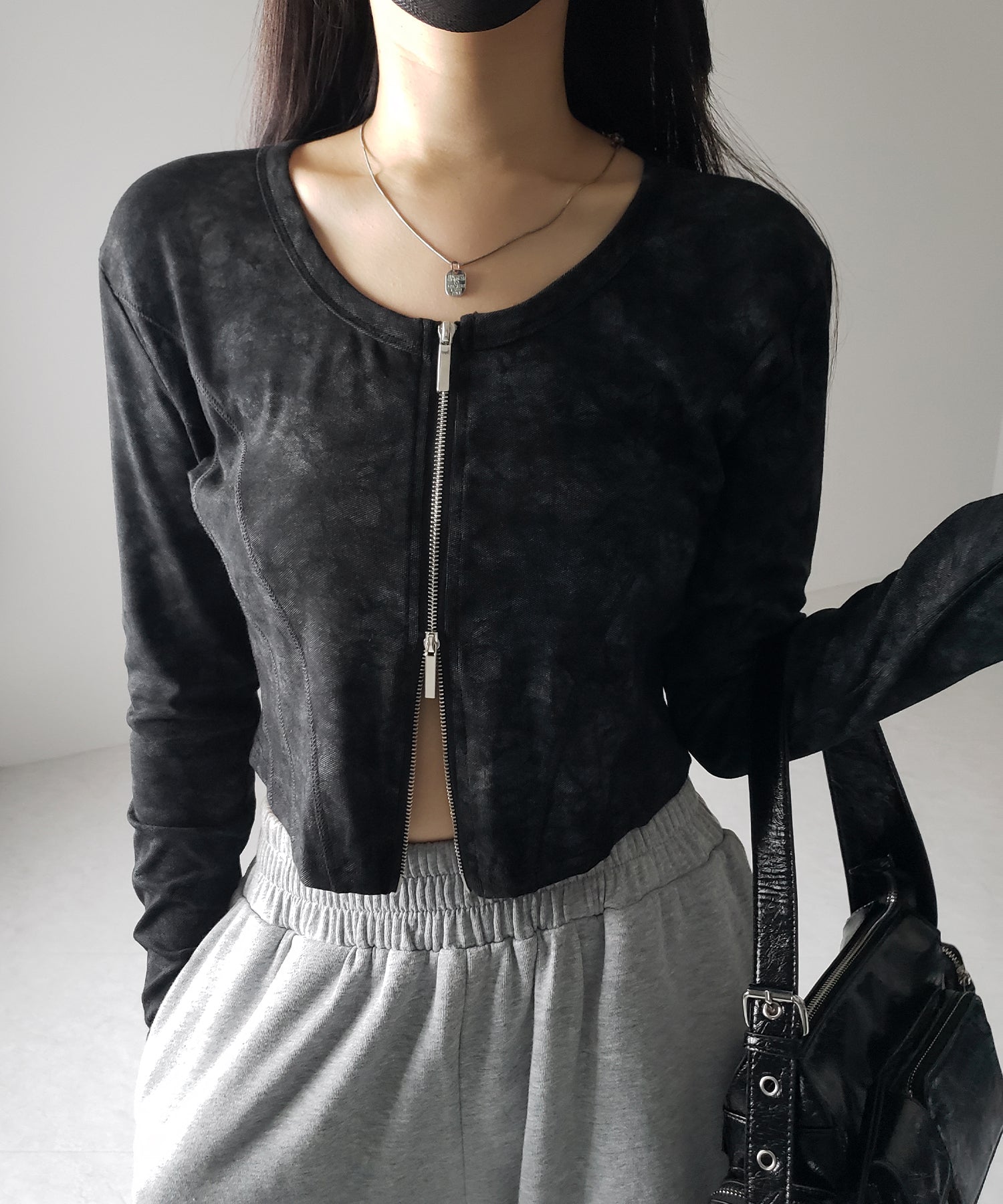 【 ２color 】ダブルジップヴィンテージカットソーカーディガン ／ double zip vintage cut sew cardigan