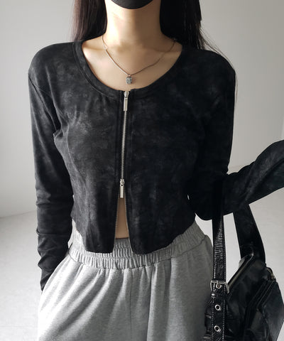 【 ２color 】ダブルジップヴィンテージカットソーカーディガン ／ double zip vintage cut sew cardigan