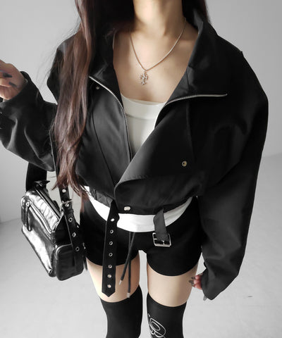 レタリングバックロゴスタンドカラーショートブルゾン ／ lettering back logo stand collar short blouson