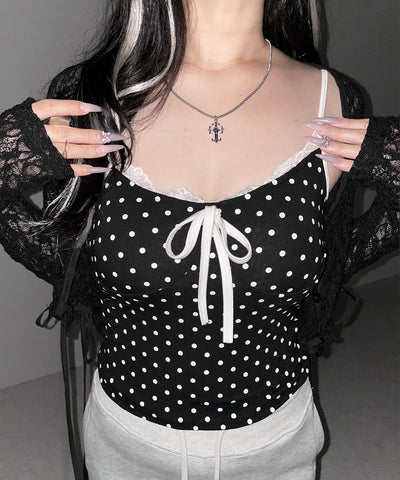 ドットレースリボンキャミソール ／ dot lace ribbon camiole