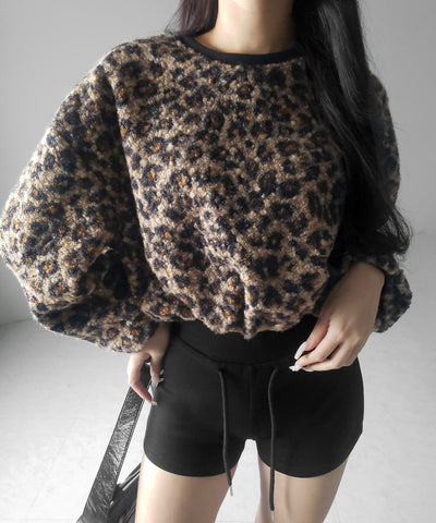 【 ２WAY 】レオパードショートボアプルオーバー ／ 2WAY reopard short boa pullover