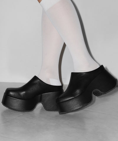 厚底スクエアサボサンダル／platform square sabo sandals