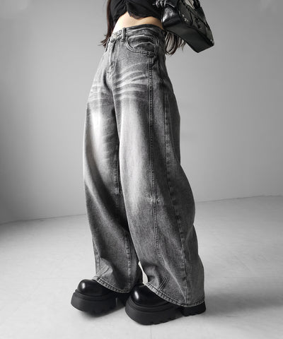 【 ３size 】ヴィンテージブラックウォッシュバルーンデニム ／ Vintage black wash balloon denim