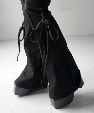 ストラップリボンヴィンテージストレッチフレアデニム ／ strap ribbon vintage stretch flare denim