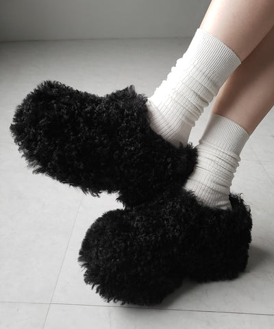 厚底テディボアサボサンダル ／ platform teddy boa sabo sandals