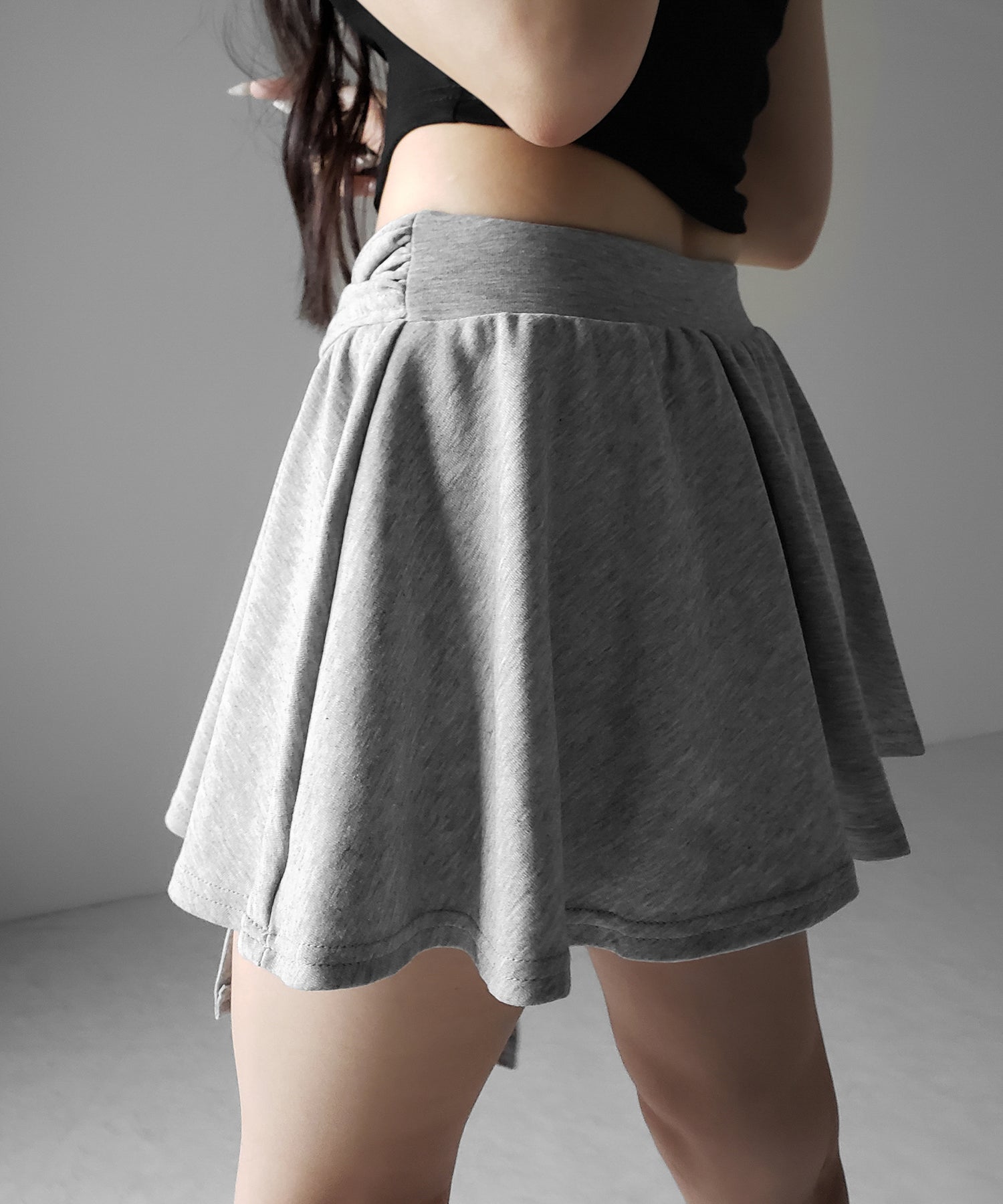 ラップレイヤードフレアミニスカパン ／ wrap layered flare mini