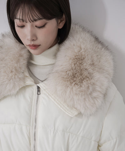 ファーカラーウエストマークミディダウンジャケット ／ fur collar waist-mark midi down jacket