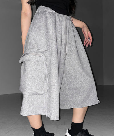 タックワイドカーゴスウェットハーフパンツ / tuck wide cargo sweat half pants