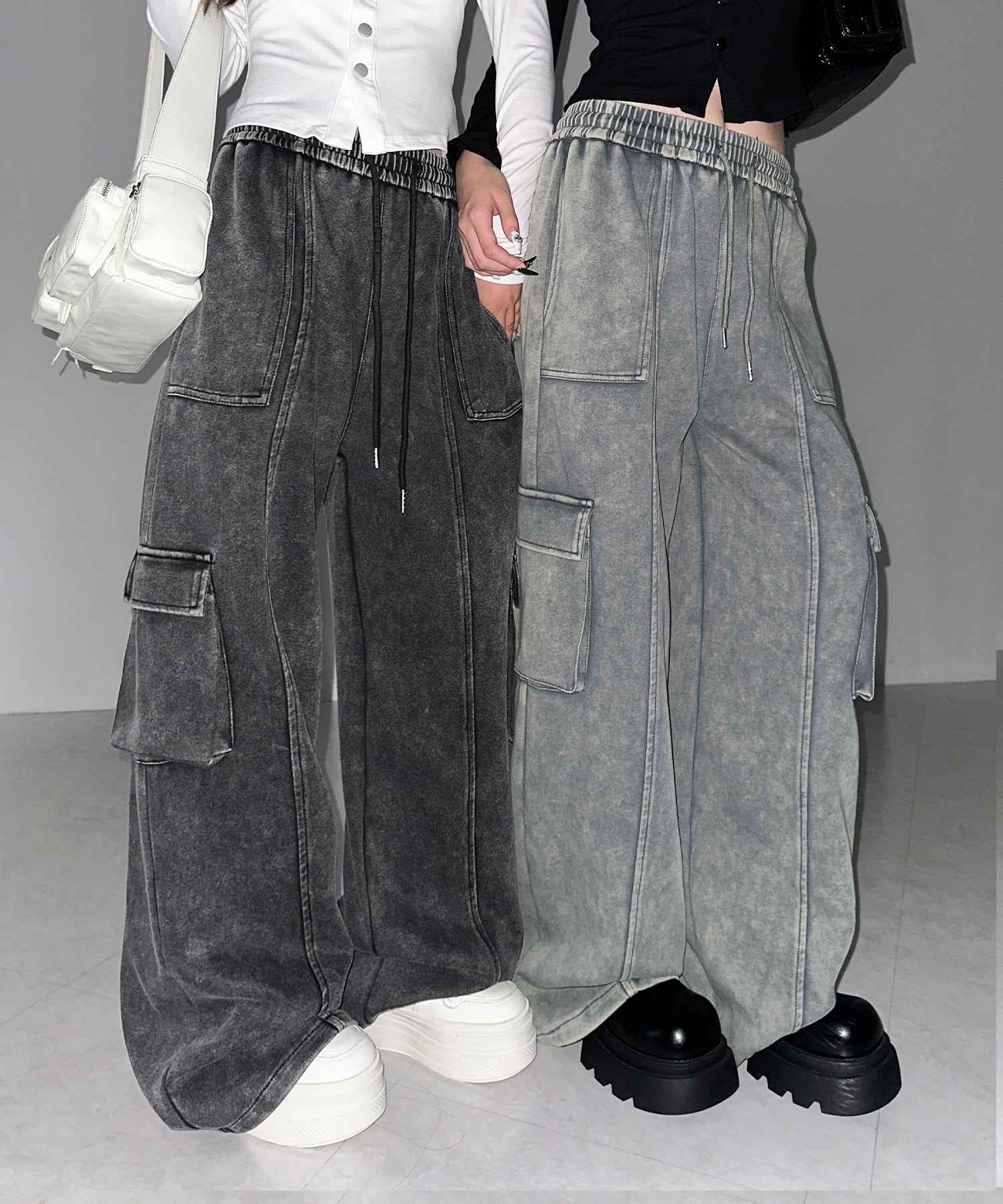 ピグメントヴィンテージヘビーワイドカーゴスウェットパンツ ／ pigment vintage heavy wide cargo sweatpants