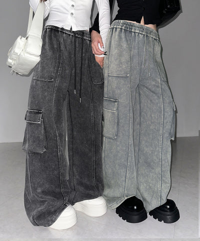 ピグメントヴィンテージヘビーワイドカーゴスウェットパンツ ／ pigment vintage heavy wide cargo sweatpants
