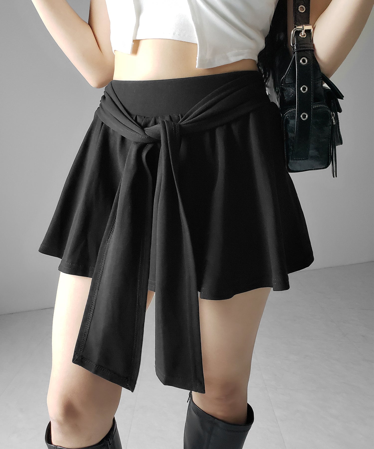 ラップレイヤードフレアミニスカパン ／ wrap layered flare mini skirt pants