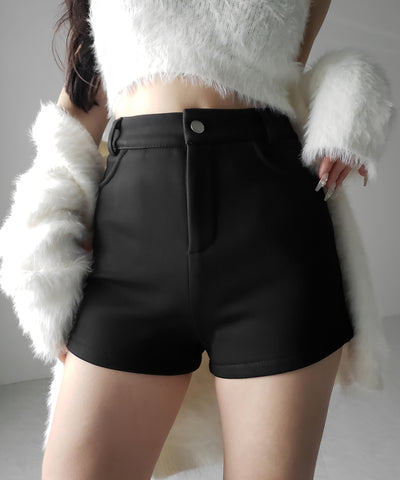 裏起毛ハイウエストタイトスパンショートパンツ ／ urakimo high waist tight span short pants