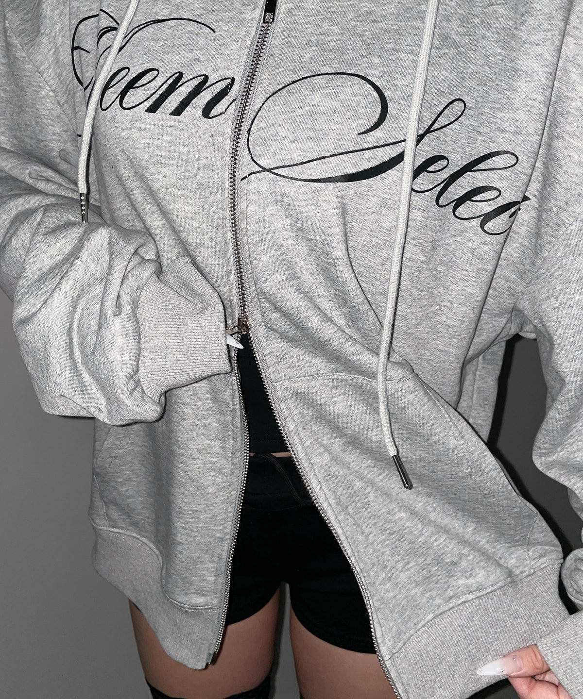 【 セットアップ可能 】レタリングロゴプリントダブルジップビッグパーカー ／ lettering logo print double zip BIG hoodie
