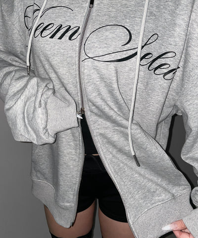 【 セットアップ可能 】レタリングロゴプリントダブルジップビッグパーカー ／ lettering logo print double zip BIG hoodie