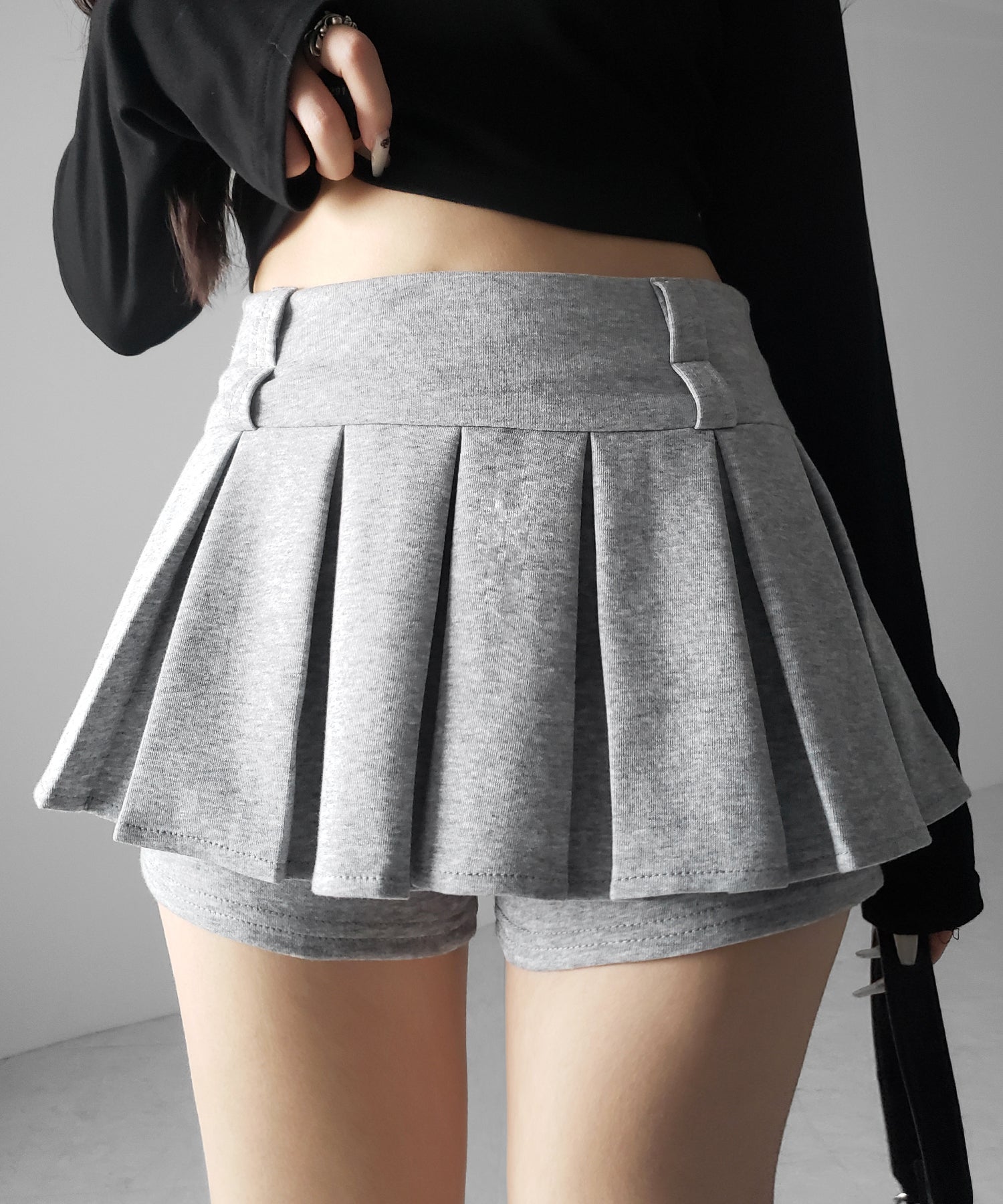 【 インパン裏地付 】プリーツスウェットマイクロミニスカパン ／ plests sweat micro mni skirt pants