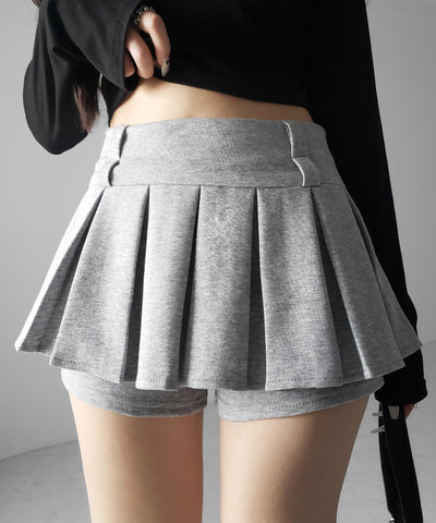 【 インパン裏地付 】プリーツスウェットマイクロミニスカパン ／ plests sweat micro mni skirt pants