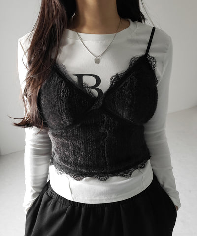 【 カップ付き 】シャギーファーショートビスチェキャミソール ／ shaggy fur short bustier camisole