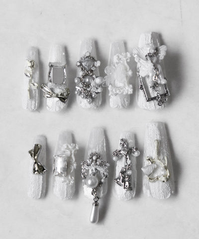 【 限定先行販売 】wishcore angel pearl white nail tips