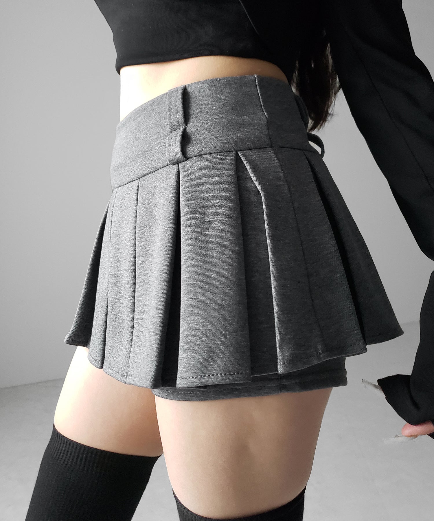 【 インパン裏地付 】プリーツスウェットマイクロミニスカパン ／ plests sweat micro mni skirt pants