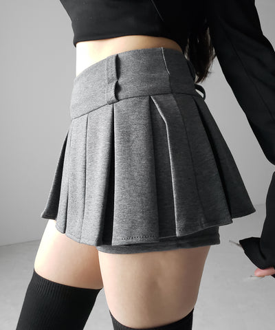【 インパン裏地付 】プリーツスウェットマイクロミニスカパン ／ plests sweat micro mni skirt pants