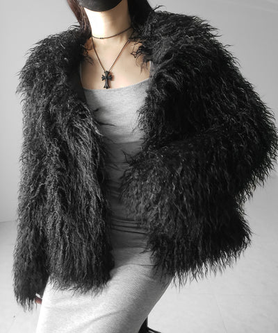 シャギーフェイクファーレディミドルコート ／ shaggy fake fur lady middle coat