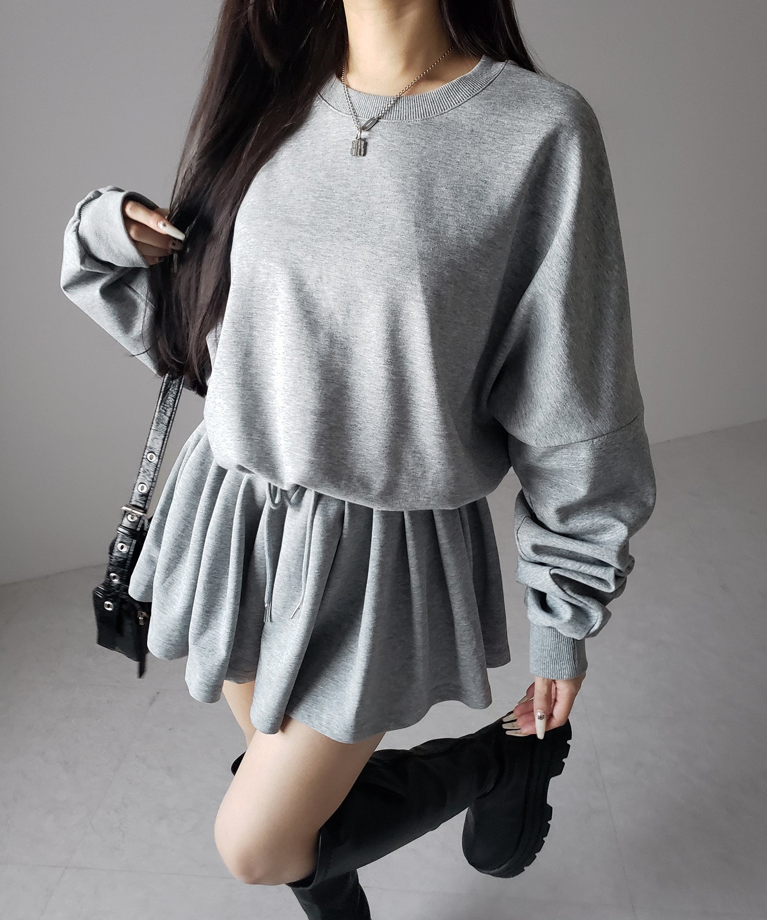 オーバースウェットフレアミニワンピース ／ over sweat flare mini onepiece