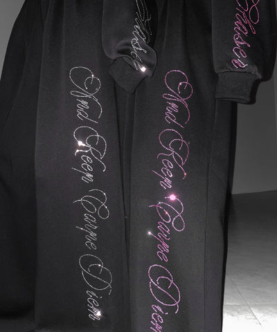 【 セットアップ可能 】ラインストーンロゴワイドスウェットパンツ ／ Rhine stone logo wide sweatpants