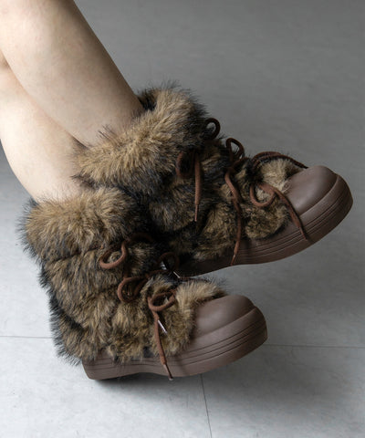 【 ２color 】ボリュームフェイクファーブーツ ／ volume fake fur boots