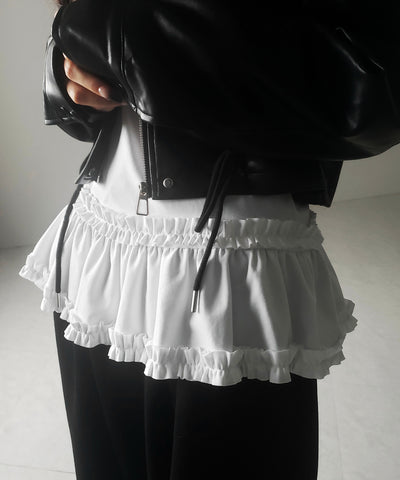 【 ３color 】裾フリルレイヤード長袖トップス ／ hem frill layered long sleeve tops